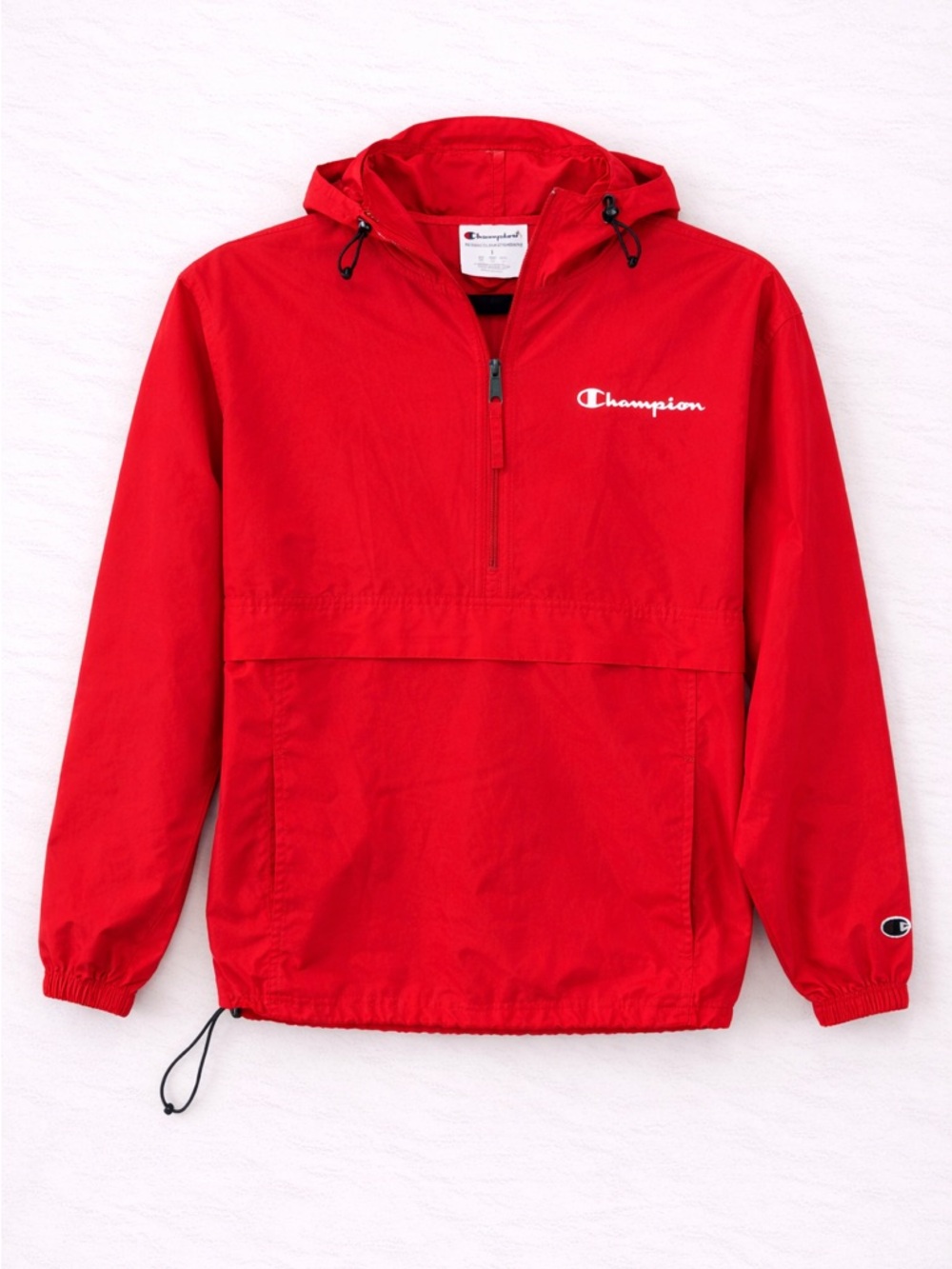 Champion Red HalfZip Windbreaker Jacket Hoodie Men’s Size M Lightweight Pullover
